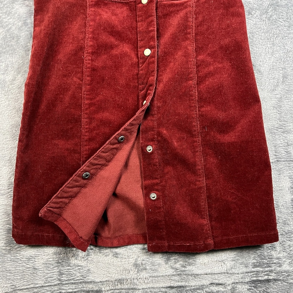 Forever 21 Shirt Dress Womens Small Burgundy Corduroy Long Sleeve Snap Front - Picture 12 of 16